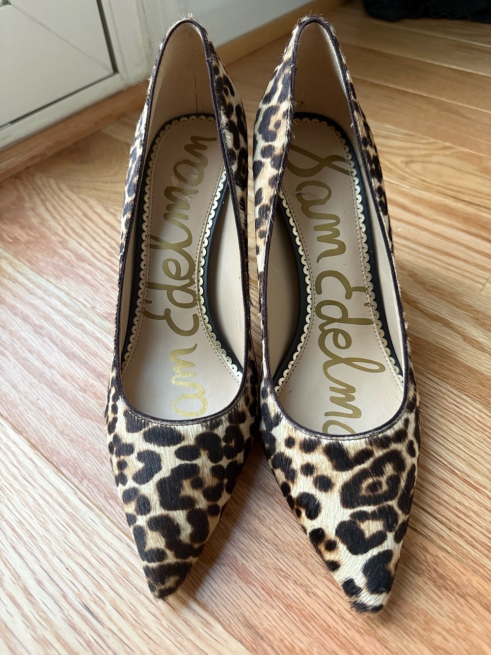 Sam Edelman Leopard Calf Hair Pointed Toe Pump 3.5” Heel Cheetah Print Size 7